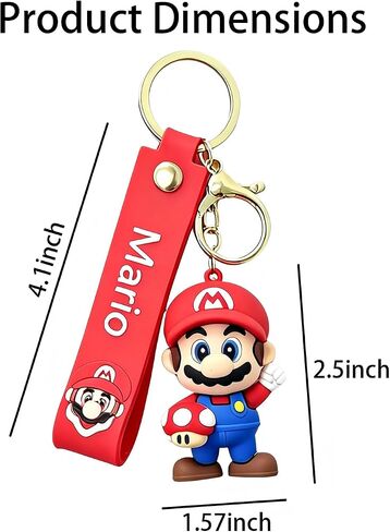 4Pcs Cute Mario Keychains, Super Brothers Keychain, Cartoon Bag Charms Car Keys, Party Favors for Boys and Girls in Saudi Arabia