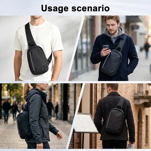 Sling Chest Backpack with USB Charging Port, Crossbody Bag for Men & Women, Waterproof Daypack for Travel, Hiking, Outdoor, Sports, Cycling, Daily Use, Black in Saudi Arabia