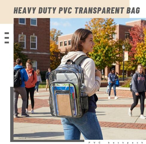 24 Pack Clear Backpacks Bulk 17in Heavy Duty Transparent Waterproof Bookbags for Stadium Approved Donation Work(Classic) in Kuwait