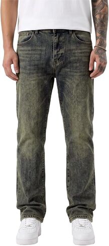 Men's Tapered Slim Fit Jeans, Distressed Stretch Denim for Casual and Work, Comfortable Material, Odor-Free in Kuwait