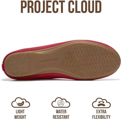 Project Cloud Womens Flats - Memory Foam Insole Ballet Flats for Women Footwear - Non Slip and Lightweight Comfortable Shoes for Women 2026 (Prospect-REDKN,9M) in Kuwait