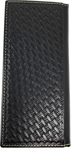 Texas West Western Men's Basketweave Genuine Leather Praying Cowboy Long Cowhide Stud Bifold Wallet (Brown) in Saudi Arabia