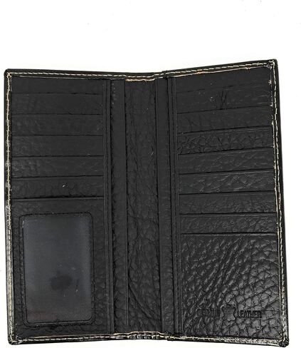 Texas West Western Men's Basketweave Genuine Leather Praying Cowboy Long Cowhide Stud Bifold Wallet (Brown) in Saudi Arabia