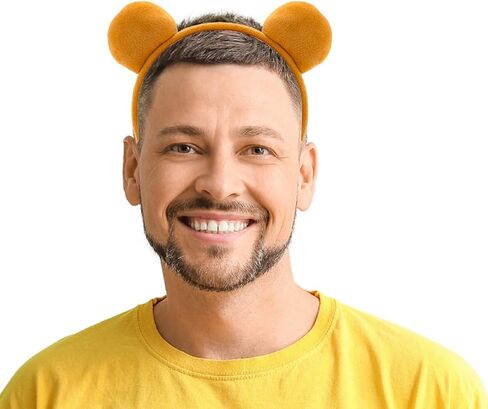 Yellow Bear Ears Headband Adult Bear Costume Chipmunk Ears Headband for Halloween Party Cute in Saudi Arabia