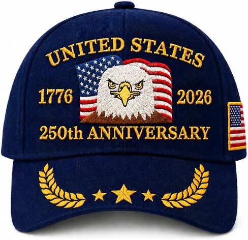 250th Anniversary Baseball Cap, Patriotic Bald Eagle Embroidered Hat, Adjustable Commemorative Hat for Men Women in Saudi Arabia