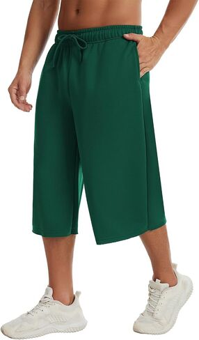 Men's Baggy Sweat Shorts Y2K Shorts Long Drawstring Knee Length Athletic Gym Basketball Shorts with Pockets in Saudi Arabia