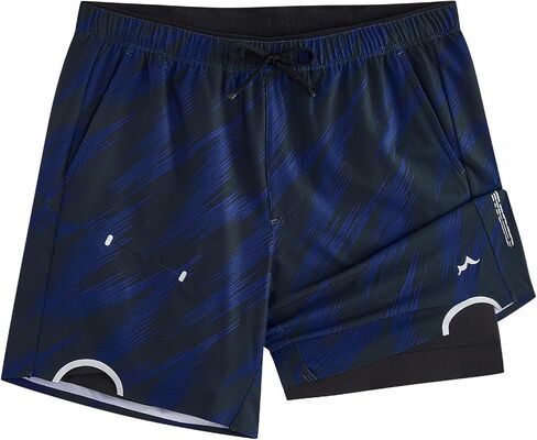 maamgic Men’s Running Shorts 7" 2 in 1 Compression Liner 4-Way Stretch Quick Dry Laser Perforated Gym Workout Athletic Shorts in Kuwait
