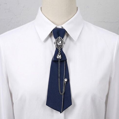 Ymapinc Navy Blue Bow Tie, Clip on Bow Ties Pre Tied Bowtie for Women Girls Adjustable Ribbon Rhinestone Necktie for Shirt School Uniform PartyWork Casual in Kuwait