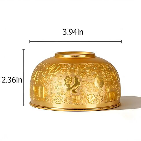10.5cm (4.1-inch) Feng Shui Copper Bowl, 10cm Lucky Treasure Bowl with Hundred Blessings Relief, Vintage Decor for Home & Office, Ideal Gift for Wealth & Good Fortune in Kuwait
