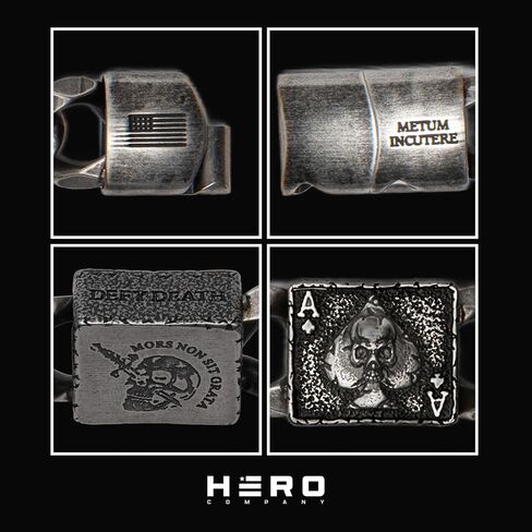 Hero Company Cuban Link Bracelet for Men - ‘Revenant’s Wrath Ace of Spades’ Men’s Stainless Steel Bracelet - Helps Pair Veterans With A Service Dog or Shelter Dog in Saudi Arabia