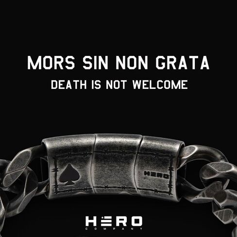 Hero Company Cuban Link Bracelet for Men - ‘Revenant’s Wrath Ace of Spades’ Men’s Stainless Steel Bracelet - Helps Pair Veterans With A Service Dog or Shelter Dog in Saudi Arabia