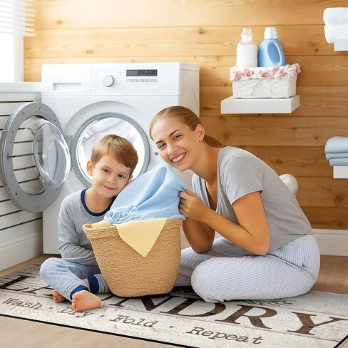 Laundry Room Rug,Stylish Non-Slip Runner Mat with,Floor Mats Washing Machine Room Carpet, Kitchen,Bathroom,Hallway,20inx48in in Kuwait
