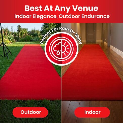 Red Carpet Runner for Party - Durable, Non Slip Red Rug - Hollywood Theme Party Decorations, Wedding Ceremony, Runway, Prom, Indoor & Outdoor Event (2.2x16.4ft) in Kuwait