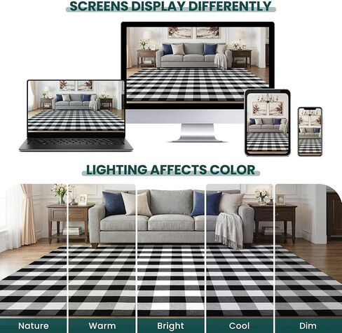 KOZYFLY Buffalo Plaid Area Rugs 2x4.3 Ft Black and White Rug Washable Front Door Mat Woven Cotton Indoor Outdoor Rug for Front Porch Kitchen Entryway Patio Farmhouse Checkered Doormat in Saudi Arabia