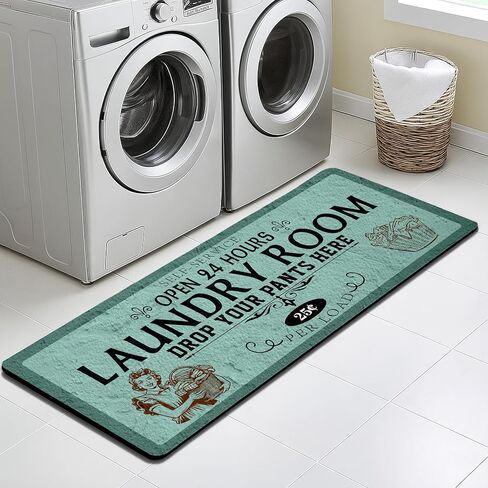 Laundry Room Rug,Stylish Non-Slip Runner Mat with,Floor Mats Washing Machine Room Carpet, Kitchen,Bathroom,Hallway,20inx48in in Kuwait