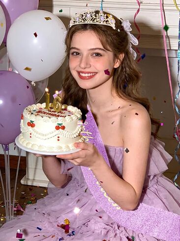 Birthday Crown Princess Tiara and Sash Set Purple Crystal Gold Tone for Women Girls Birthday Party Photo Shoot Costume Accessory in Saudi Arabia