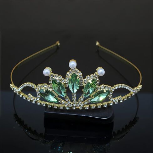Princess Crown Costume Accessories for Women Adult, Green Tiara and Necklace Set for Halloween Dress Up in Saudi Arabia