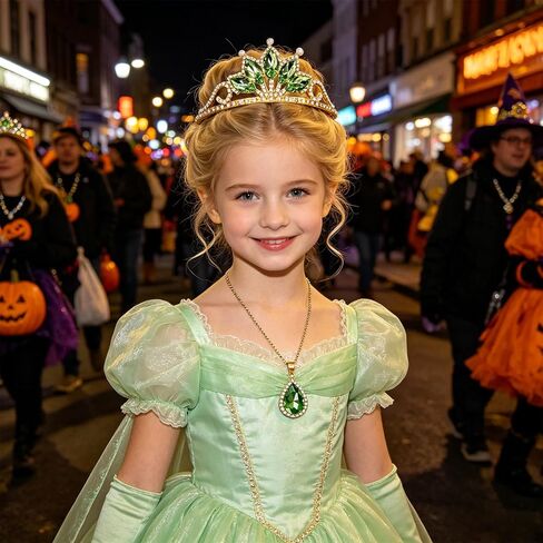 Princess Crown Costume Accessories for Women Adult, Green Tiara and Necklace Set for Halloween Dress Up in Saudi Arabia