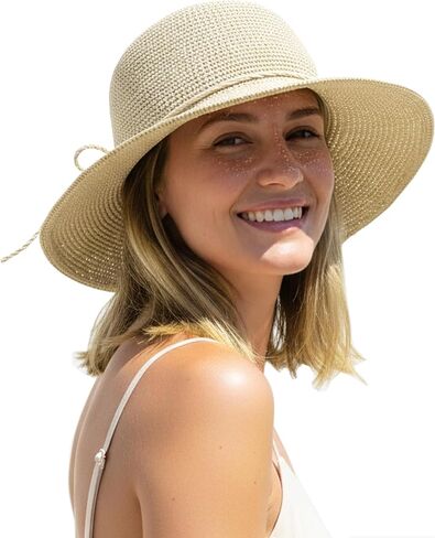 Womens Summer Straw Beach Sun Hats Wide Brim Packable Foldable Travel Bucket Hat in Saudi Arabia