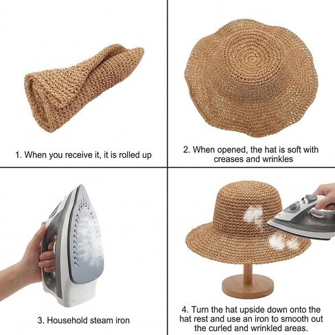 Summer Straw Hats for Women Foldable Beach Wide Brim Packable Sun Hat Brown in Saudi Arabia