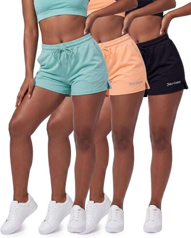 مجموعة من 3 قطع من Juicy Couture: شورت نسائي بجيوب ورباط مقاس 3 بوصة للتمارين الرياضية والجري والصيف كاجوال وجاف in Kuwait