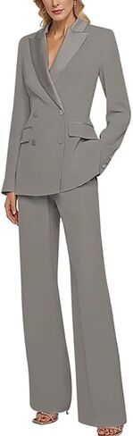 Double Breasted Womens Pant Suit Slim Fit Work Professional Business Suit Prom Party Tuxedos in Saudi Arabia