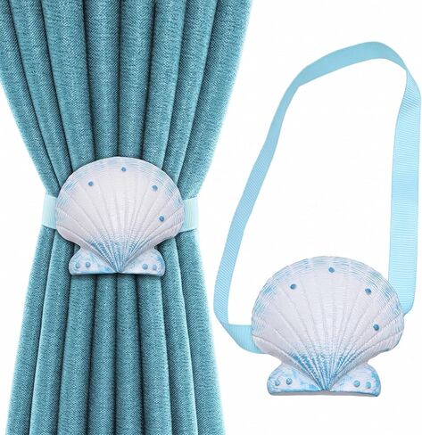 Magnetic Shell Curtain Tiebacks 2Pcs Curtain Tie Back Hooks Creative Drapery Fasteners for Living Room Bedroom Bathroom Home Decor in Saudi Arabia