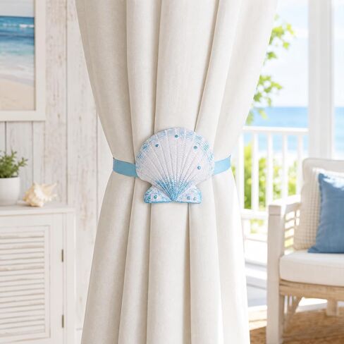 Magnetic Shell Curtain Tiebacks 2Pcs Curtain Tie Back Hooks Creative Drapery Fasteners for Living Room Bedroom Bathroom Home Decor in Saudi Arabia