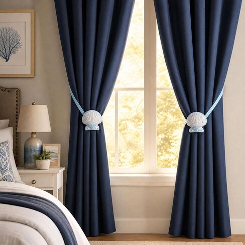 Magnetic Shell Curtain Tiebacks 2Pcs Curtain Tie Back Hooks Creative Drapery Fasteners for Living Room Bedroom Bathroom Home Decor in Saudi Arabia