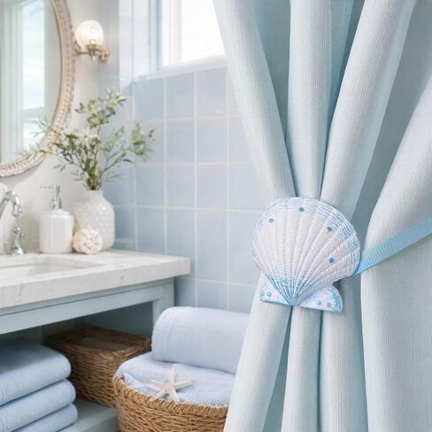 Magnetic Shell Curtain Tiebacks 2Pcs Curtain Tie Back Hooks Creative Drapery Fasteners for Living Room Bedroom Bathroom Home Decor in Saudi Arabia