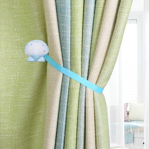 Magnetic Shell Curtain Tiebacks 2Pcs Curtain Tie Back Hooks Creative Drapery Fasteners for Living Room Bedroom Bathroom Home Decor in Saudi Arabia