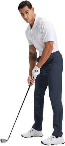 HDL Men's Golf Pants Work Travel Gear Quick Dry Stretch 4 Pockets | Grip waistband. Anti-friction strip. Zipper fly. Deep pocket (6.7" phone). Rear snap. Quick-dry, water-resist. in Saudi Arabia