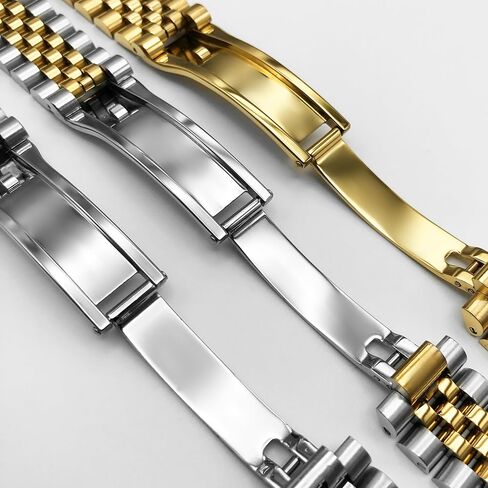 سوار ساعة اليوبيل بديل لساعة رولكس مع مشبك مخفي وصلة صلبة بلون فولاذي لامع 20 مم in Kuwait
