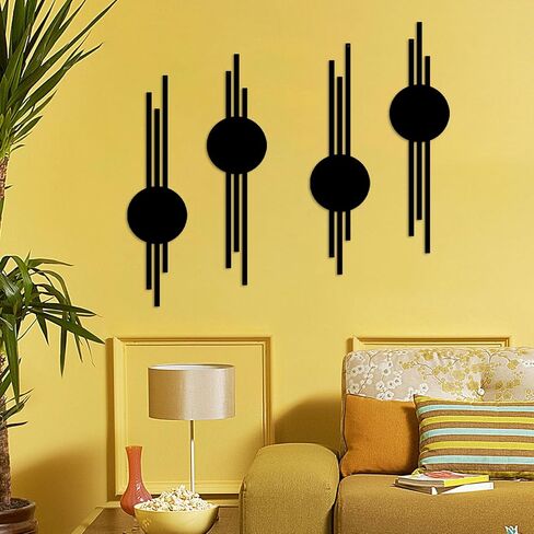 DUOOLN 2Pcs Abstract Metal Wall Decor, Black Modern Geometric Hanging Paintings, Minimalist Line Art Sculpture, Living Room Bedroom Bathroom Office Farmhouse Decoration-15.7x3.85in in Saudi Arabia