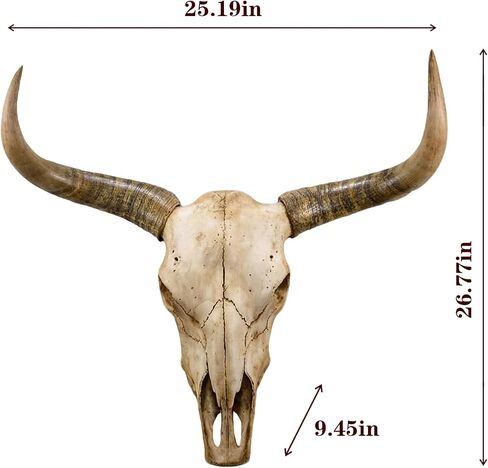 JUNTHORB 70in Longhorn Wall Decor, Extra Large Authentic Croissant，Cow Skull Wall Decor，cow horns, cow horn wall decoration, long horn skull，Handmade Farmhouse Decor (brown B) in Saudi Arabia
