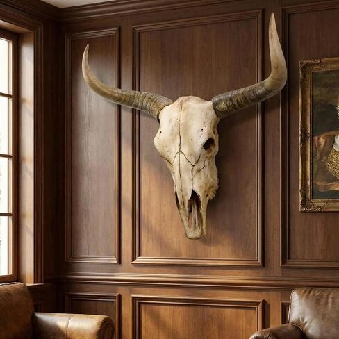 JUNTHORB 70in Longhorn Wall Decor, Extra Large Authentic Croissant，Cow Skull Wall Decor，cow horns, cow horn wall decoration, long horn skull，Handmade Farmhouse Decor (brown B) in Saudi Arabia