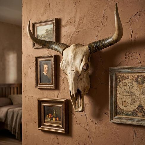 JUNTHORB 70in Longhorn Wall Decor, Extra Large Authentic Croissant，Cow Skull Wall Decor，cow horns, cow horn wall decoration, long horn skull，Handmade Farmhouse Decor (brown B) in Saudi Arabia