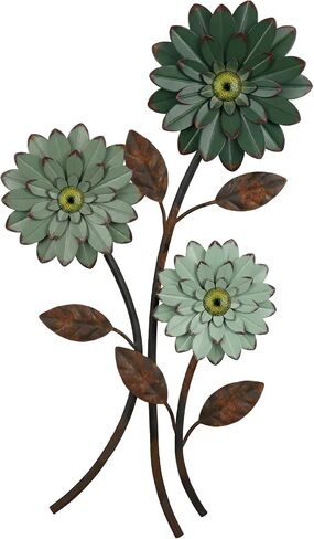 Xuhal Metal Flower Wall Art, 15.75 Inch Vintage Daisy Wall Decor, Not 3D, Flat Rustic Metal Floral Hanging Farmhouse Spring Leaf Sculpture for Living Room Bedroom Indoor Outdoor(Purple) in Saudi Arabia