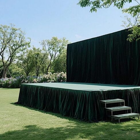 Balsa Circle 20 feet x 36-Inch Hunter Green Portable Stage Skirting Polyester Platform Skirt Shirred Pleat Stages Wedding Party Events Decorations Dining Catering in Saudi Arabia