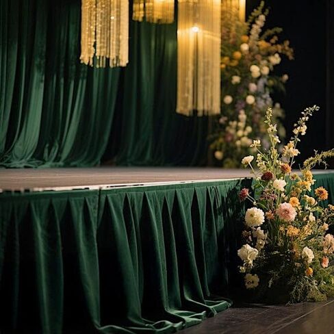 Balsa Circle 20 feet x 36-Inch Hunter Green Portable Stage Skirting Polyester Platform Skirt Shirred Pleat Stages Wedding Party Events Decorations Dining Catering in Saudi Arabia