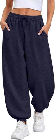 Womens Balloon Pants Baggy Sweatpants Lantern Trousers Wide Leg Elastic Waist Athletic Casual Workout Lounge Joggers in Saudi Arabia