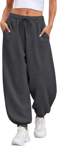 Womens Balloon Pants Baggy Sweatpants Lantern Trousers Wide Leg Elastic Waist Athletic Casual Workout Lounge Joggers in Saudi Arabia