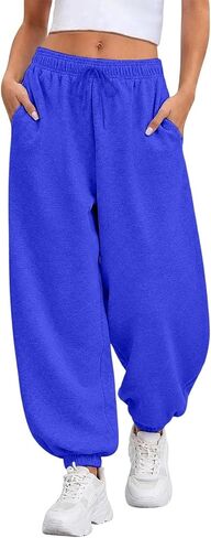 Womens Balloon Pants Baggy Sweatpants Lantern Trousers Wide Leg Elastic Waist Athletic Casual Workout Lounge Joggers in Saudi Arabia