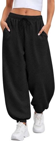 Womens Balloon Pants Baggy Sweatpants Lantern Trousers Wide Leg Elastic Waist Athletic Casual Workout Lounge Joggers in Saudi Arabia
