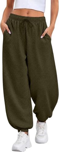 Womens Balloon Pants Baggy Sweatpants Lantern Trousers Wide Leg Elastic Waist Athletic Casual Workout Lounge Joggers in Saudi Arabia