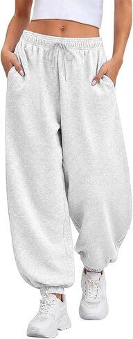 Womens Balloon Pants Baggy Sweatpants Lantern Trousers Wide Leg Elastic Waist Athletic Casual Workout Lounge Joggers in Saudi Arabia