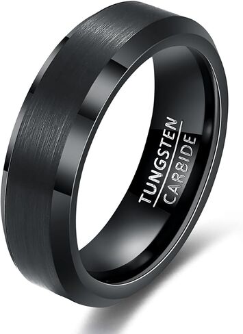4mm 6mm 8mm Basic Tungsten Carbide Engagement Ring for Men Women Casual Wedding Band Silver/Gold/Black/Gray Matte Brushed Beveled Edge Finish Comfort Fit in Kuwait