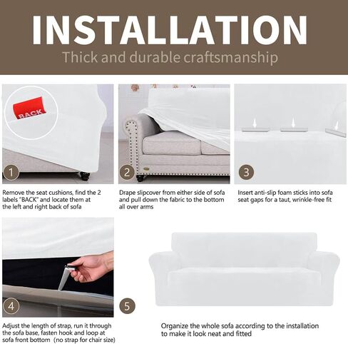 YEMYHOM Real Velvet Couch Covers for 3 Cushion Couch High Stretch 1 Piece Sofa Cover Pets Dogs Friendly Anti Slip Thickened Slipcovers Furniture Protector for Living Room (71"-91", White) in Saudi Arabia