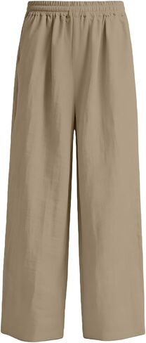 Linen Wide Leg Pants for Women Drawstring&Pull On Trousers with Pockets 2026 Summer Beach Causal Travel Flowy Pant in Kuwait