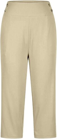 Women's High Waisted Straight Leg Capri Pants - Stretch Lightweight Trousers for Work Golf Casual, with Pockets S-5xl in Kuwait